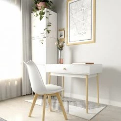 MADE4US Bureau 1 Tiroir Scandinave Emma - Blanc