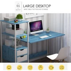 TIGA Bureau D'écriture Bureau Ordinateur Portable Table Poste De Travail étude Bureau à Domicile Tiroir De Rangement étagère B -France Bureau Soldes 2022 35854182 4