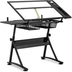 FROMM & STARCK Table à Dessin Architecte Plateau Inclinable 0-70° En Verre Pour Travail Debout - Noir