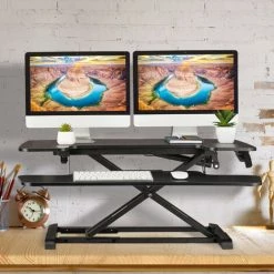 Relaxdays Bureau Assis Debout Réglable En Hauteur, Tablette Clavier, Rehausseur écran PC, Support, LxP: 88 X 59 Cm, Noir -France Bureau Soldes 2022 36008012 3