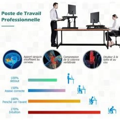 GOPLUS Poste De Travail Assis-Debout Réglable En Hauteur, Tables De 2 Couches Au Bureau, Support Amovible Pour Ordinateur Et Clavier, Bureau Et Poste De Travail Avec Plateau Pour Clavier (Noir) -France Bureau Soldes 2022 36015329 4