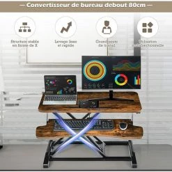GOPLUS Poste De Travail Assis-Debout Réglable En Hauteur, Tables De 2 Couches Au Bureau, Support Amovible Pour Ordinateur Et Clavier, Bureau Et Poste De Travail Avec Plateau Pour Clavier (Marron) 8 GOPLUS Poste De Travail Assis-Debout Réglable En Hauteur, Tables De 2 Couches Au Bureau, Support Amovible Pour Ordinateur Et Clavier, Bureau Et Poste De Travail Avec Plateau Pour Clavier (Marron) -France Bureau Soldes 2022 36015555 2