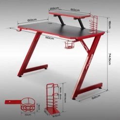 INTIMATEWMHEART Bureau Gaming, Bureau D'Ordinateur Grand Pour Gamer, En Fibre De Carbone, Support Poignée, Ecouteurs Rotatif, Porte Gobelet - IntimaTe WM Heart -France Bureau Soldes 2022 36139405 3