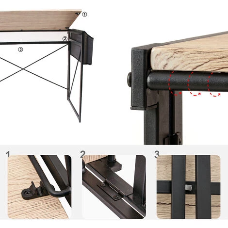 TODECO Bureau Informatique, Table De Bureau Avec Pochette De Rangement, Bureau D'ordinateur Pliable, Aucune Installation Requise, Marron Clair - Light Brown 7 TODECO Bureau Informatique, Table De Bureau Avec Pochette De Rangement, Bureau D'ordinateur Pliable, Aucune Installation Requise, Marron Clair - Light Brown – Image 5