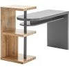 MILIBOO Bureau Enfant Design Pivotant Avec Rangements Gris Et Bois SWIPE - Gris Foncé -France Bureau Soldes 2022 36333717 1