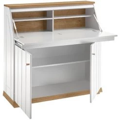 MILIBOO Meuble Secrétaire Authentique Blanc Et Bois L109 Cm CAMPO - Blanc -France Bureau Soldes 2022 36333854 3