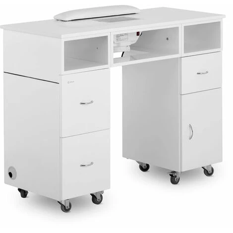 PHYSA Table De Manucure Avec Aspirateur Ongles Pour Salon Institut Onglerie Roulettes - Noir, Blanc 3 PHYSA Table De Manucure Avec Aspirateur Ongles Pour Salon Institut Onglerie Roulettes - Noir, Blanc
