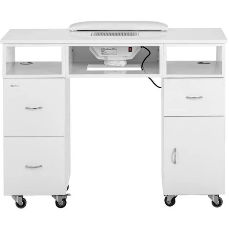PHYSA Table De Manucure Avec Aspirateur Ongles Pour Salon Institut Onglerie Roulettes - Noir, Blanc 7 PHYSA Table De Manucure Avec Aspirateur Ongles Pour Salon Institut Onglerie Roulettes - Noir, Blanc – Image 5