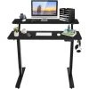 COSTWAY Bureau Assis-Debout Électrique, Bureau Réglable En Hauteur à 2 Niveaux Avec Roues Verrouillables, Noir