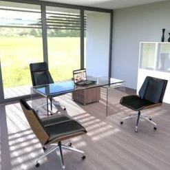 MEUBLER DESIGN Bureau Design En Verre Avec Retour Et Caisson Ora, Bois Mdf, Rectangulaire, Style Contemporain, 170 X 140 X 73 Cm - Transparent 11 MEUBLER DESIGN Bureau Design En Verre Avec Retour Et Caisson Ora, Bois Mdf, Rectangulaire, Style Contemporain, 170 X 140 X 73 Cm - Transparent -France Bureau Soldes 2022 36565807 5