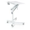 IKAYAA Bureau D'Ordinateur Portable Debout Reglable En Hauteur Table D'Angle Table De Chevet Bureau Pneumatique Bureau Assis Et Debout Avec Roulettes Verrouillables Porte-Gobelet De Levage A Ressort A Gaz, Blanc - Blanc