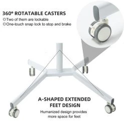 IKAYAA Bureau D'Ordinateur Portable Debout Reglable En Hauteur Table D'Angle Table De Chevet Bureau Pneumatique Bureau Assis Et Debout Avec Roulettes Verrouillables Porte-Gobelet De Levage A Ressort A Gaz, Blanc - Blanc -France Bureau Soldes 2022 36568757 3