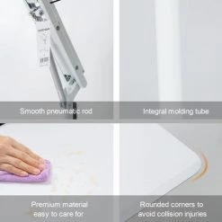 IKAYAA Bureau D'Ordinateur Portable Debout Reglable En Hauteur Table D'Angle Table De Chevet Bureau Pneumatique Bureau Assis Et Debout Avec Roulettes Verrouillables Porte-Gobelet De Levage A Ressort A Gaz, Blanc - Blanc -France Bureau Soldes 2022 36568757 5