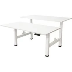 IVOL Bureau Double électrique 180x80cm - 2 Moteur Double - Blanc