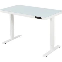 IVOL Bureau Réglable électrique / Home Office - 120 X 60 Cm - Verre Blanc