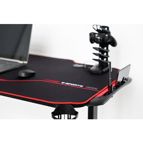 IVOL Bureau Gaming Noir/rouge - 140x66 Cm 7 IVOL Bureau Gaming Noir/rouge - 140x66 Cm – Image 5