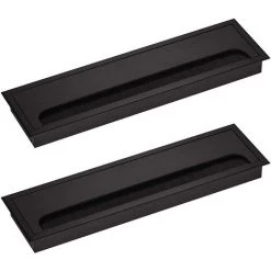 LITZEE Passe-Câble Pour Bureau Rectangulaire 80x 275mm Passe-Câble Presse-étoupe Pour Table De Bureau Meubles De Maison CABLE Aluminium Noir Anodisé Carré 2 Pièces