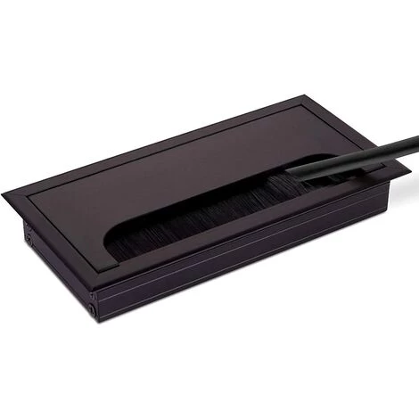 LITZEE Passe-Câble Pour Bureau Rectangulaire 80x 275mm Passe-Câble Presse-étoupe Pour Table De Bureau Meubles De Maison CABLE Aluminium Noir Anodisé Carré 2 Pièces 4 LITZEE Passe-Câble Pour Bureau Rectangulaire 80x 275mm Passe-Câble Presse-étoupe Pour Table De Bureau Meubles De Maison CABLE Aluminium Noir Anodisé Carré 2 Pièces – Image 2