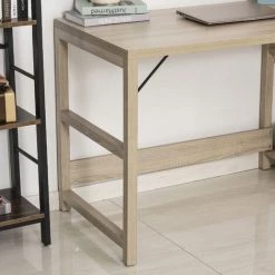 HOMCOM Bureau Bibliothèque 2 En 1 - 3 étagères - Imitation Bois Chêne - Chêne -France Bureau Soldes 2022 36843268 3