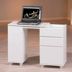Paris Prix - Bureau D'appoint Extensible "luna" 121cm Blanc 10 Paris Prix - Bureau D'appoint Extensible "luna" 121cm Blanc -France Bureau Soldes 2022 36846975 4