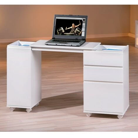 Paris Prix - Bureau D'appoint Extensible "luna" 121cm Blanc 7 Paris Prix - Bureau D'appoint Extensible "luna" 121cm Blanc – Image 5