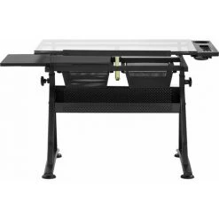 HELLOSHOP26 Table à Dessin Bureau Inclinable 120 X 60 X 90 Cm Plateau En Verre - Transparent -France Bureau Soldes 2022 36978044 5