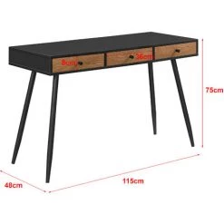 Bureau Tumba à 3 Tiroirs 75 X 115 X 48 Cm Effet Bois Foncé Noir [en.casa] -France Bureau Soldes 2022 37140558 3