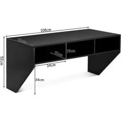 COSTWAY Bureau Murale Avec 3 Etagéres De Rangement 108 X 53 X 52 CM Table Pour, Étude, Cuisine, Bar, Etc. Noir -France Bureau Soldes 2022 37144893 5