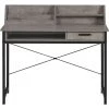 HOMCOM Bureau Secrétaire Style Industriel Dim. 106L X 53l X 95H Cm Tiroir, Compartiment, 3 étagères Châssis Métal Noir Plateau Aspect Bois Gris - Gris