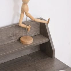 HOMCOM Bureau Secrétaire Style Industriel Dim. 106L X 53l X 95H Cm Tiroir, Compartiment, 3 étagères Châssis Métal Noir Plateau Aspect Bois Gris - Gris -France Bureau Soldes 2022 37149167 5