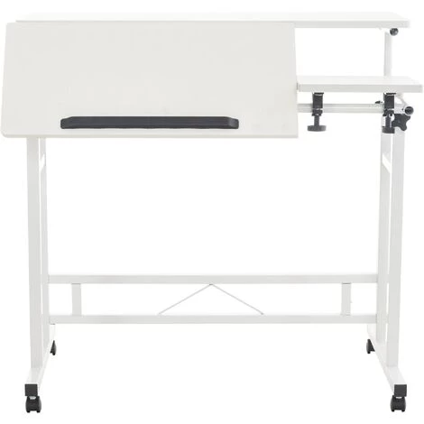 CLP Bureau à Roulettes Telford Avec Plateau En Bois 2 Tablettes Ajustables Et Pieds En Métal Blanc 5 CLP Bureau à Roulettes Telford Avec Plateau En Bois 2 Tablettes Ajustables Et Pieds En Métal Blanc – Image 3