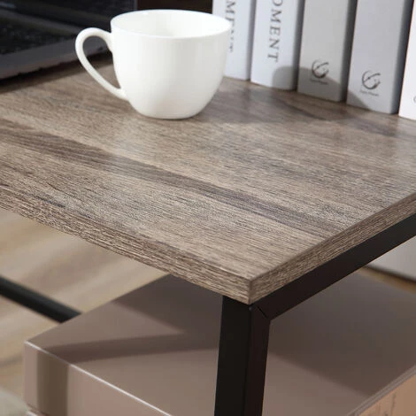 HOMCOM Bureau Informatique Style Industriel - Dim. 107L X 51l X 125H Cm - 3 Niches, 2 étagères - Châssis Métal Noir Plateau Aspect Bois Gris - Gris 7 HOMCOM Bureau Informatique Style Industriel - Dim. 107L X 51l X 125H Cm - 3 Niches, 2 étagères - Châssis Métal Noir Plateau Aspect Bois Gris - Gris – Image 5