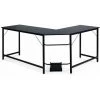 HELLOSHOP26 Bureau Table D'ordinateur D'angle En Bois Et Métal 168 X 125 X 74 Cm Noir - Bois