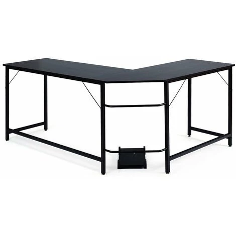 HELLOSHOP26 Bureau Table D'ordinateur D'angle En Bois Et Métal 168 X 125 X 74 Cm Noir - Bois 3 HELLOSHOP26 Bureau Table D'ordinateur D'angle En Bois Et Métal 168 X 125 X 74 Cm Noir - Bois