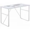 HOMCOM Bureau Informatique Design Contemporain Plateau Verre Trempé Décor Mappemonde Lettres Châssis Métal Blanc -France Bureau Soldes 2022 37330554 1