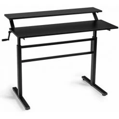 HELLOSHOP26 Bureau Assis Debout Réglable En Hauteur 75-113cm Avec Manivelle Pliable Mabuel Table D'ordinateur Egonomique Noir - Noir