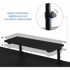HELLOSHOP26 Bureau Gamer Avec Surface En Fibre De Carbone Pvc Et étagère Surélevée Réglable 120 Cm -France Bureau Soldes 2022 37374840 3