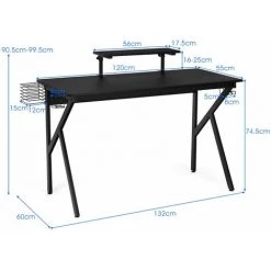 HELLOSHOP26 Bureau Gamer Avec Surface En Fibre De Carbone Pvc Et étagère Surélevée Réglable 120 Cm -France Bureau Soldes 2022 37374840 5