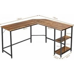 HELLOSHOP26 Bureau D’angle En Forme De L Avec 2 étagères De Rangement Table Informatique Industriel 138x138x75cm - Or -France Bureau Soldes 2022 37374878 2