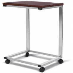 HELLOSHOP26 Bureau Informatique Avec 4 Roulettes Table De Lit Table D’appoint 64 Cm Noyer - Marron -France Bureau Soldes 2022 37468630 3