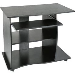 YONGQING Bureau Ordinateur Bureau Bureau Table & Rouleaux Table PC Avec étagères 90x75x50cm Noir - Noir -France Bureau Soldes 2022 37486654 5