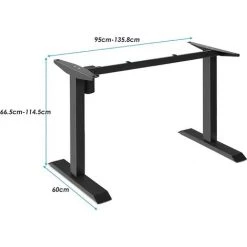 COSTWAY Bureau Assis-Debout Electrique Cadre De Bureau Hauteur Réglable De 66,5 à 114,5 CM Ergonomique Avec Ecran Tactile Noir -France Bureau Soldes 2022 37625164 5