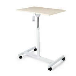 IKAYAA Table Portative Elevatrice, Table De Chevet Mobile, Table D'ordinateur Portable Paresseux, Avec Roues, Etagere Blanche + Grain De Bois Clair -France Bureau Soldes 2022 37778370 3