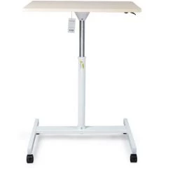 IKAYAA Table Portative Elevatrice, Table De Chevet Mobile, Table D'ordinateur Portable Paresseux, Avec Roues, Etagere Blanche + Grain De Bois Clair -France Bureau Soldes 2022 37778370 4