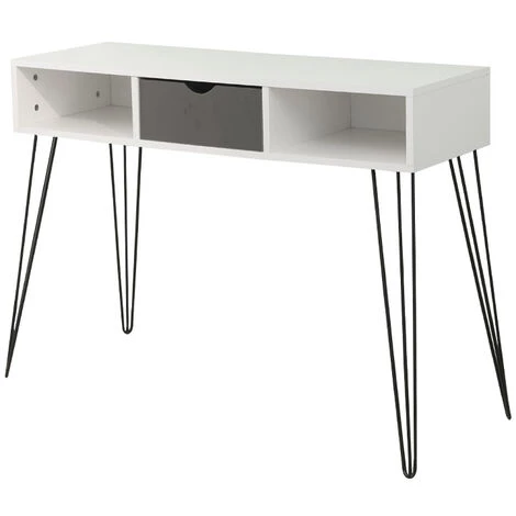 DAZHOM Bureau D'ordinateur Bureau D'ordinateur Mobilier De Bureau Avec 2 Tiroirs En Bois Pieds En Fer | BLANC 3 DAZHOM Bureau D'ordinateur Bureau D'ordinateur Mobilier De Bureau Avec 2 Tiroirs En Bois Pieds En Fer | BLANC