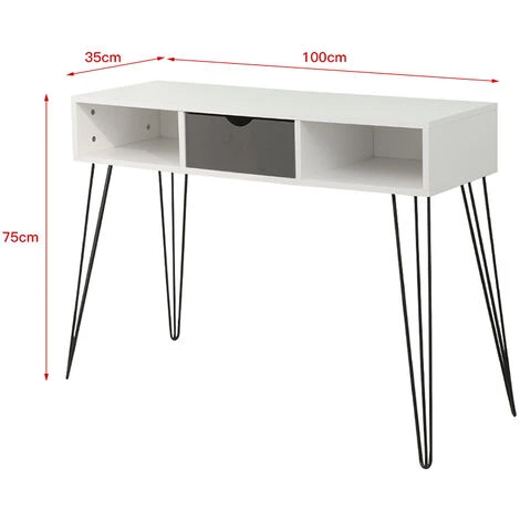 DAZHOM Bureau D'ordinateur Bureau D'ordinateur Mobilier De Bureau Avec 2 Tiroirs En Bois Pieds En Fer | BLANC 7 DAZHOM Bureau D'ordinateur Bureau D'ordinateur Mobilier De Bureau Avec 2 Tiroirs En Bois Pieds En Fer | BLANC – Image 5