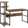 HOMCOM Bureau Informatique Design Industriel Avec Bibliothèque 4 étagères Panneaux Particules Aspect Vieux Bois Métal Noir - Marron -France Bureau Soldes 2022 37865168 1