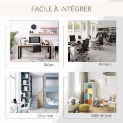 HOMCOM Bureau Informatique Design Industriel Avec Bibliothèque 4 étagères Panneaux Particules Aspect Vieux Bois Métal Noir - Marron -France Bureau Soldes 2022 37865168 5