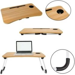 ISO TRADE MESA Table De Lit Pliable Bureau Ordinateur Plateau + Porte-gobelet -France Bureau Soldes 2022 37888905 4