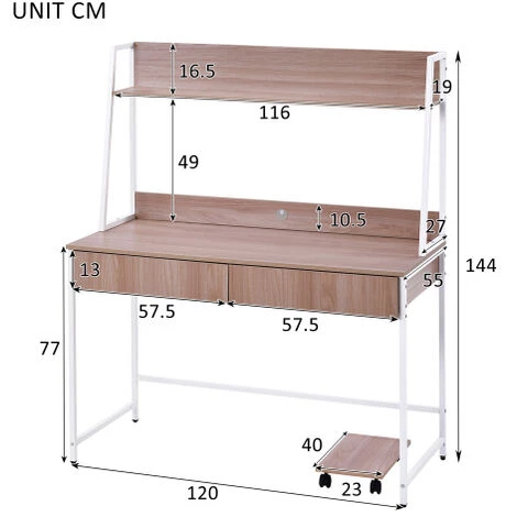 ORGANNICE Bureau En Bois MDF Et Acier, Table De Travail Au Bureau, Bureaux D'ordinateur à La Maison, Table De Bureau Avec étagères, étagère, 2 Tiroirs, étagères Pour Livres, Photos, Grande Surface De Table (couleur Bois) - Brun 5 ORGANNICE Bureau En Bois MDF Et Acier, Table De Travail Au Bureau, Bureaux D'ordinateur à La Maison, Table De Bureau Avec étagères, étagère, 2 Tiroirs, étagères Pour Livres, Photos, Grande Surface De Table (couleur Bois) - Brun – Image 3
